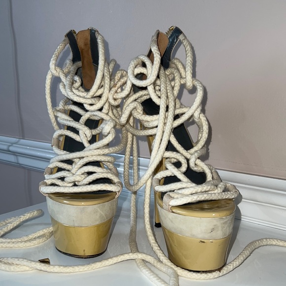 MONIKA CHIANG SAND & NATURAL ROPE SANDALS PUMPS - Picture 4 of 6